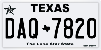 TX license plate DAQ7820