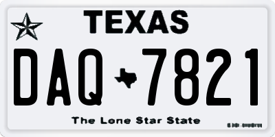 TX license plate DAQ7821