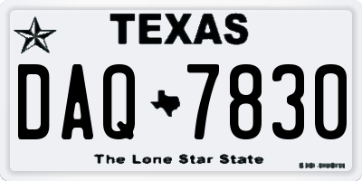 TX license plate DAQ7830