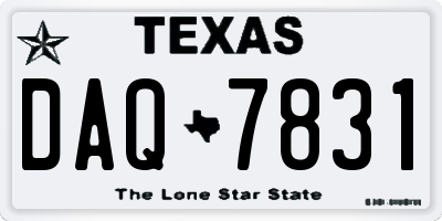 TX license plate DAQ7831