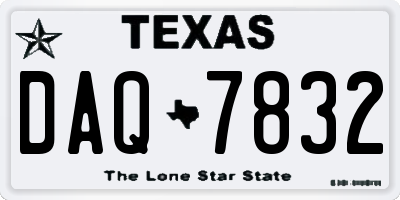 TX license plate DAQ7832