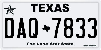 TX license plate DAQ7833