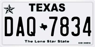TX license plate DAQ7834