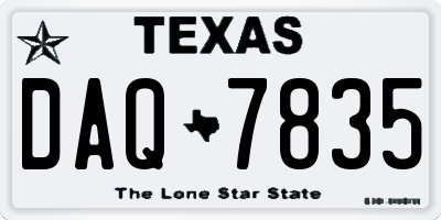 TX license plate DAQ7835