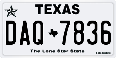 TX license plate DAQ7836