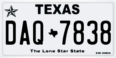 TX license plate DAQ7838
