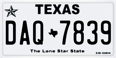 TX license plate DAQ7839
