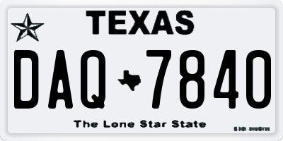 TX license plate DAQ7840