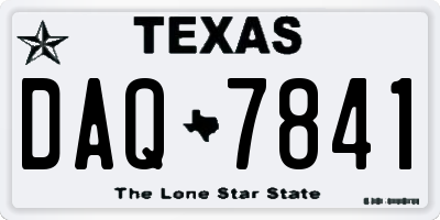 TX license plate DAQ7841