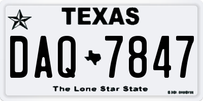 TX license plate DAQ7847