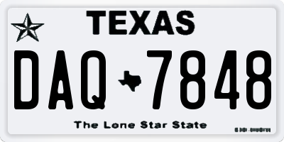TX license plate DAQ7848