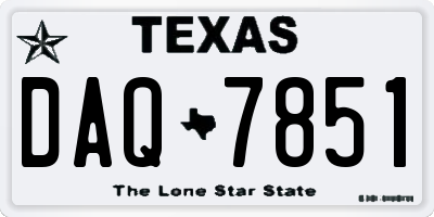 TX license plate DAQ7851
