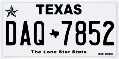 TX license plate DAQ7852