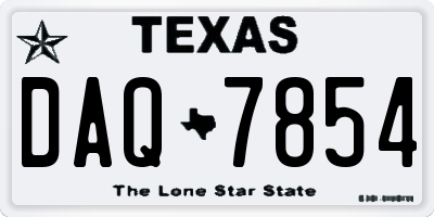 TX license plate DAQ7854