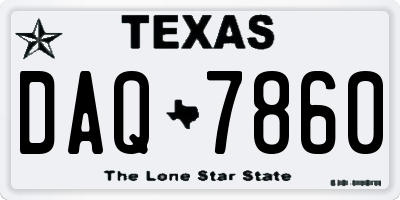 TX license plate DAQ7860