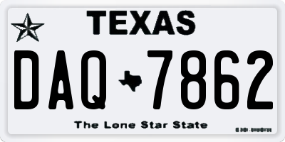 TX license plate DAQ7862
