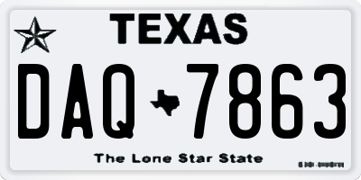 TX license plate DAQ7863