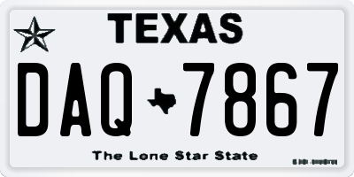 TX license plate DAQ7867