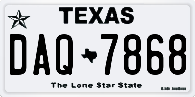 TX license plate DAQ7868
