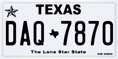 TX license plate DAQ7870