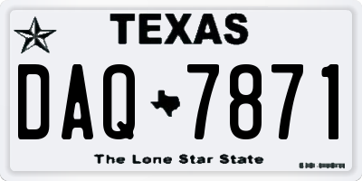 TX license plate DAQ7871