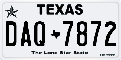 TX license plate DAQ7872