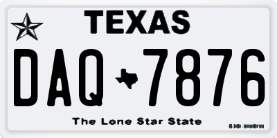TX license plate DAQ7876