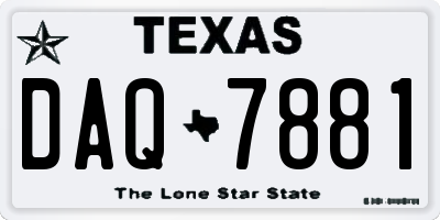 TX license plate DAQ7881