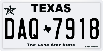 TX license plate DAQ7918
