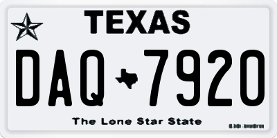 TX license plate DAQ7920
