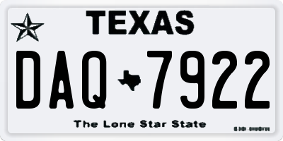 TX license plate DAQ7922