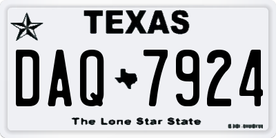 TX license plate DAQ7924