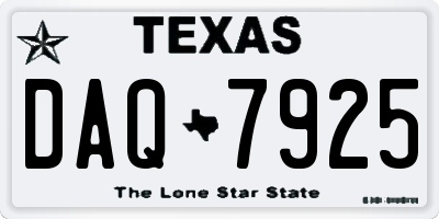 TX license plate DAQ7925
