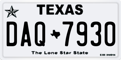 TX license plate DAQ7930