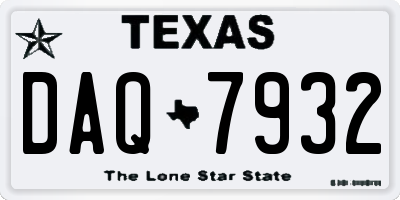 TX license plate DAQ7932