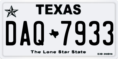 TX license plate DAQ7933