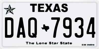 TX license plate DAQ7934