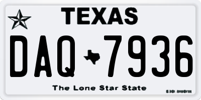 TX license plate DAQ7936