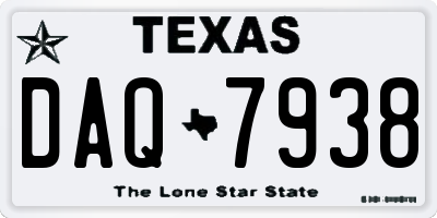 TX license plate DAQ7938