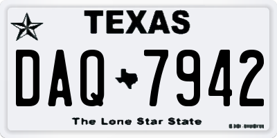 TX license plate DAQ7942