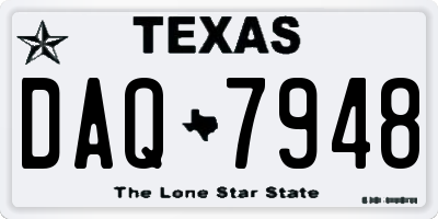 TX license plate DAQ7948
