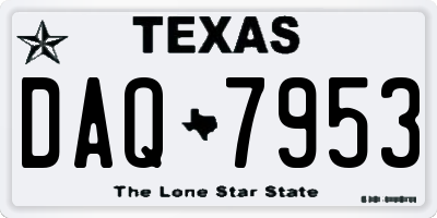 TX license plate DAQ7953