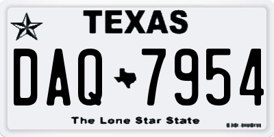 TX license plate DAQ7954