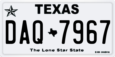 TX license plate DAQ7967
