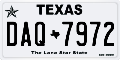 TX license plate DAQ7972