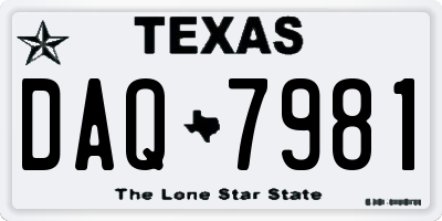 TX license plate DAQ7981