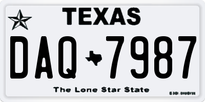 TX license plate DAQ7987