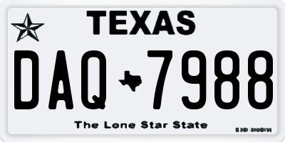 TX license plate DAQ7988