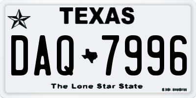 TX license plate DAQ7996