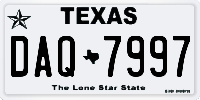 TX license plate DAQ7997